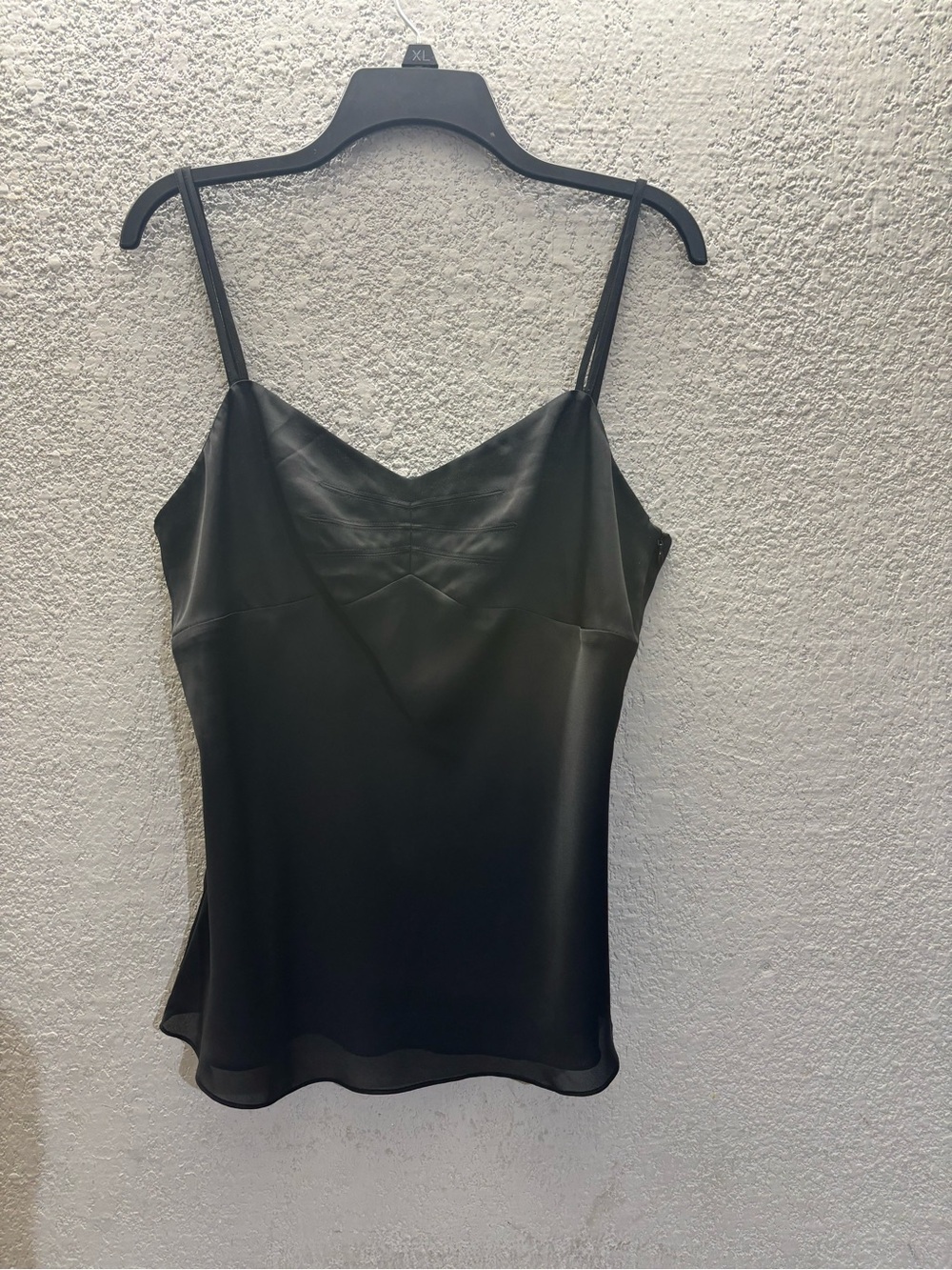 LOFT Black Satin V-Neck Camisole with Spaghetti Straps